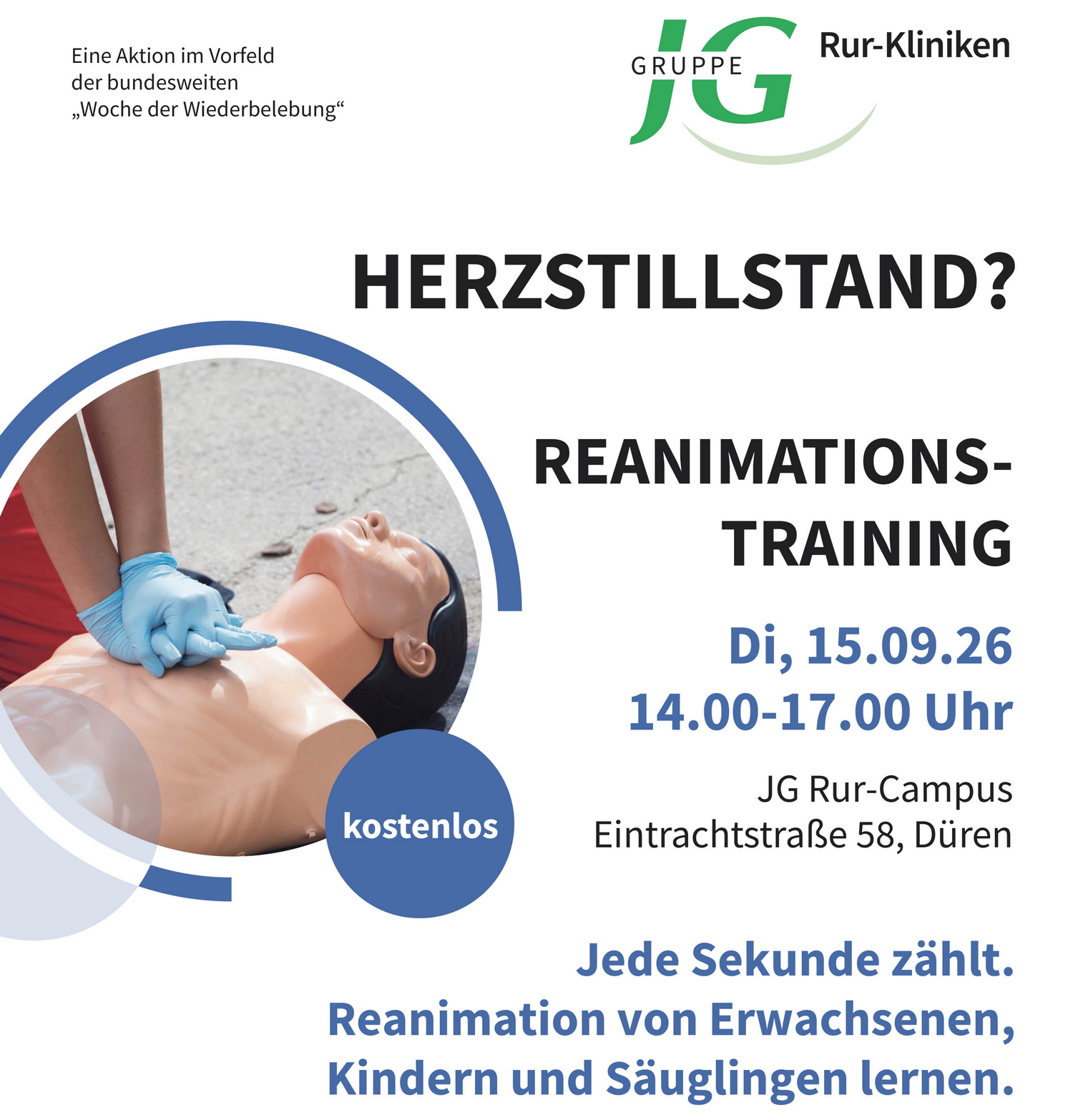 Prüfen - Rufen - Drücken: JG Rur-Kliniken machen Düren fit für den Ernstfall